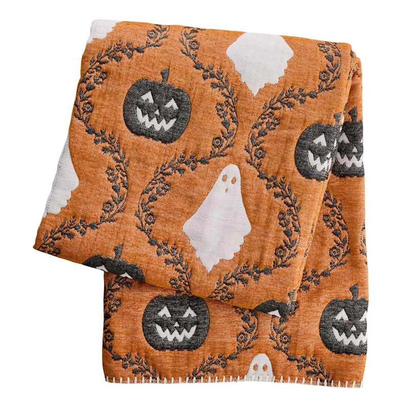 Orange Trellis Ghost Jacquard Throw Blanket, 50x60 | At Home