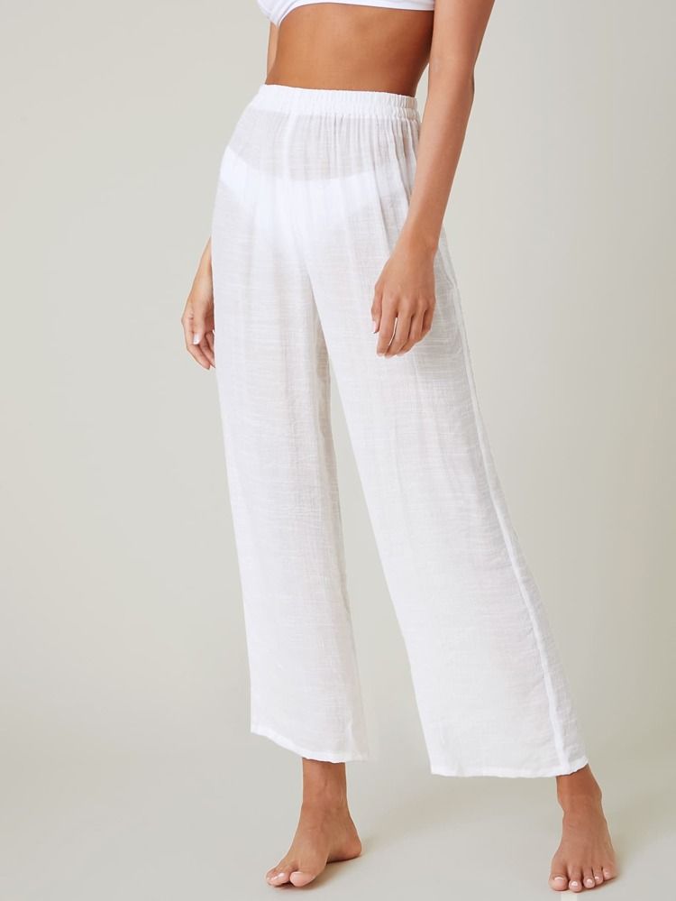 SHEIN Solid Sheer Beach Pants | SHEIN