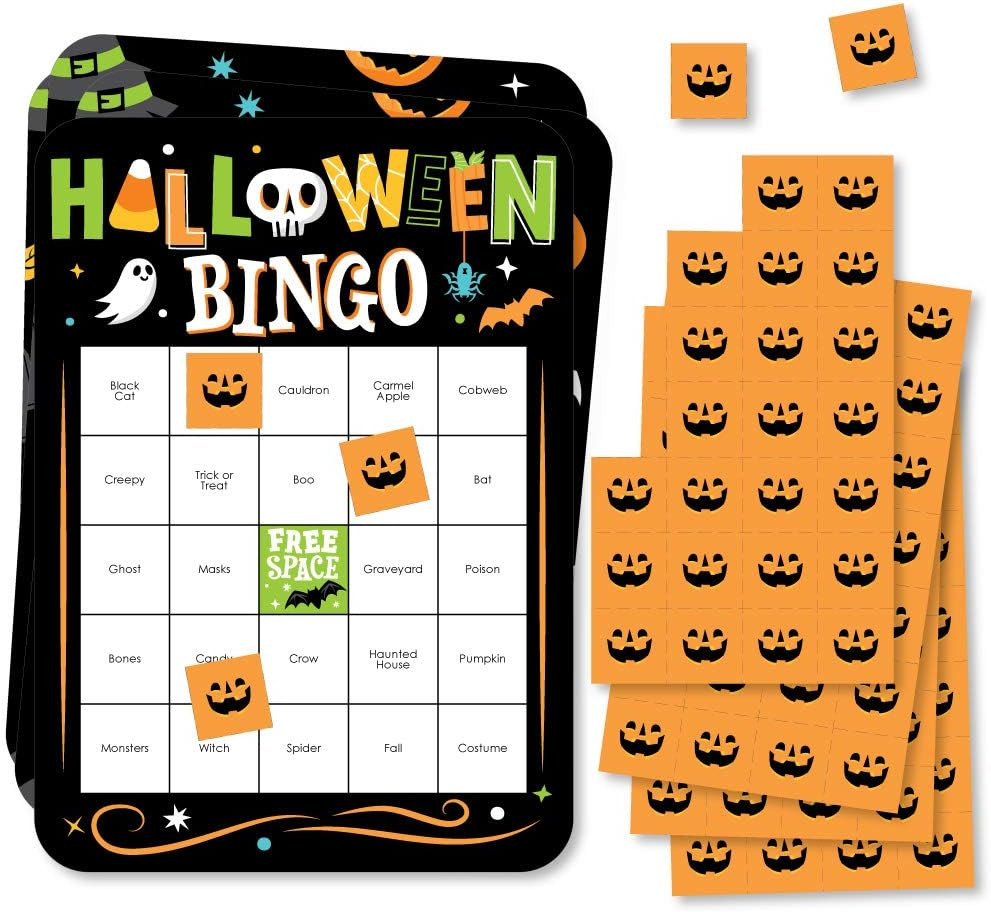 Amazon.com: Big Dot of Happiness Jack-O'-Lantern Halloween - Bingo Cards and Markers - Kids Hallo... | Amazon (US)