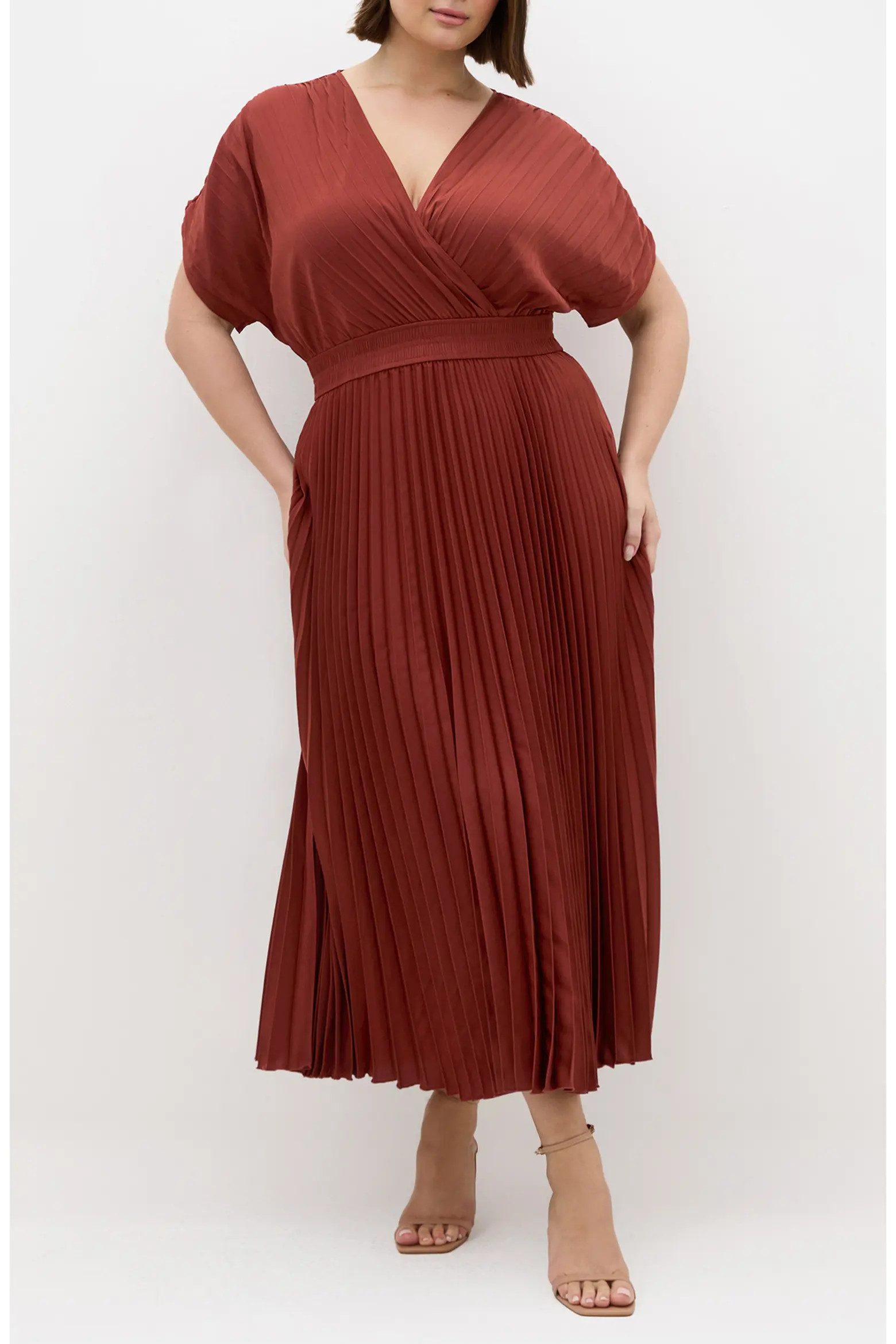 City Chic Elia Faux Wrap Pleated Dress (Women) | Nordstrom | Nordstrom