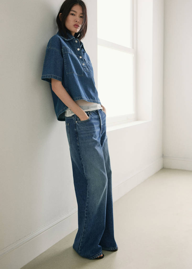 Denim blouse with pockets medium blue - Woman - 8 - MANGO | Mango (US/MX/AU)