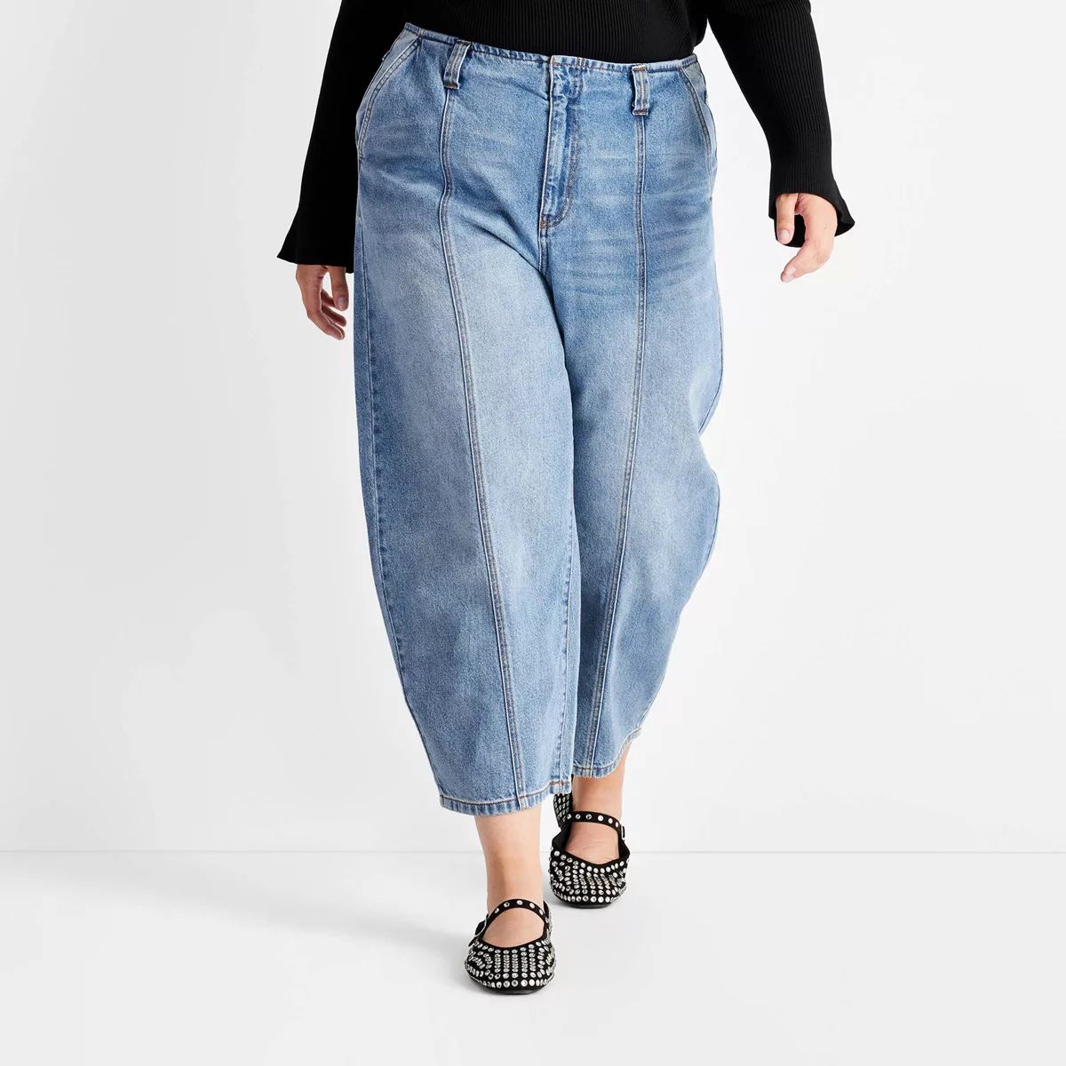 Women's Mid-Rise Barrel Leg Jeans - Future Collective | Target