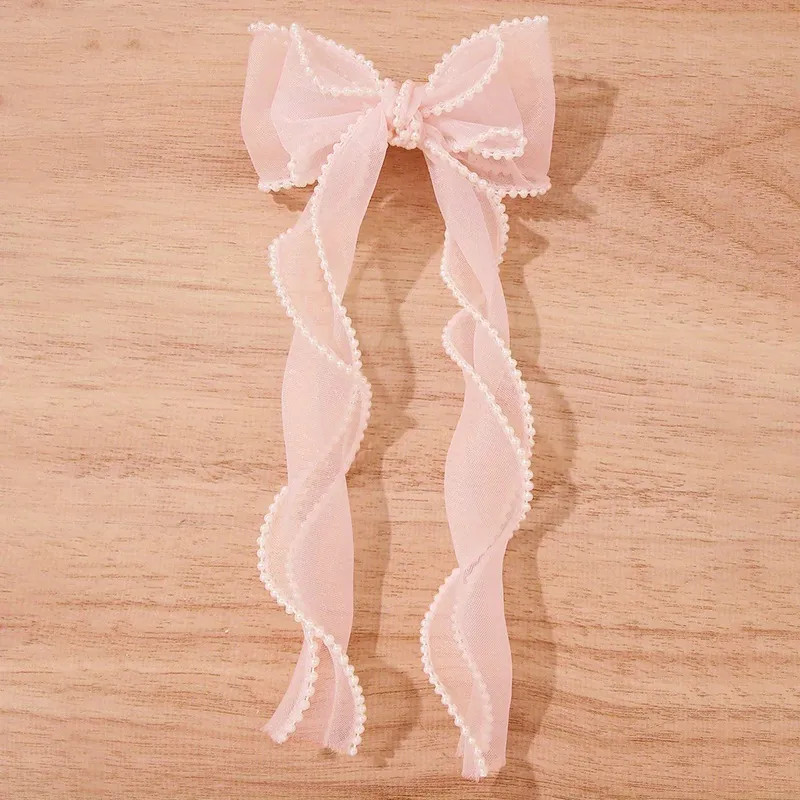 Double Layer Organza Bow Hair Clip Faux Pearl Hair Clip Back Head French Barrette Head Wear Femal... | Temu Affiliate Program