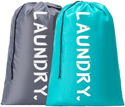 2 Pack XL Travel Laundry Bag, Machine Washable Dirty Clothes Organizer with Drawstring,Large Enou... | Amazon (US)