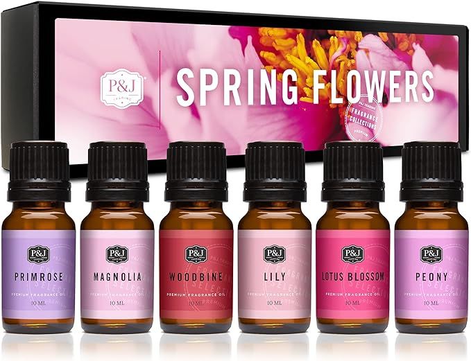 P&J Fragrance Oil Spring Flowers Set | Woodbine, Lily, Lotus Blossom, Magnolia, Peony, Primrose C... | Amazon (US)