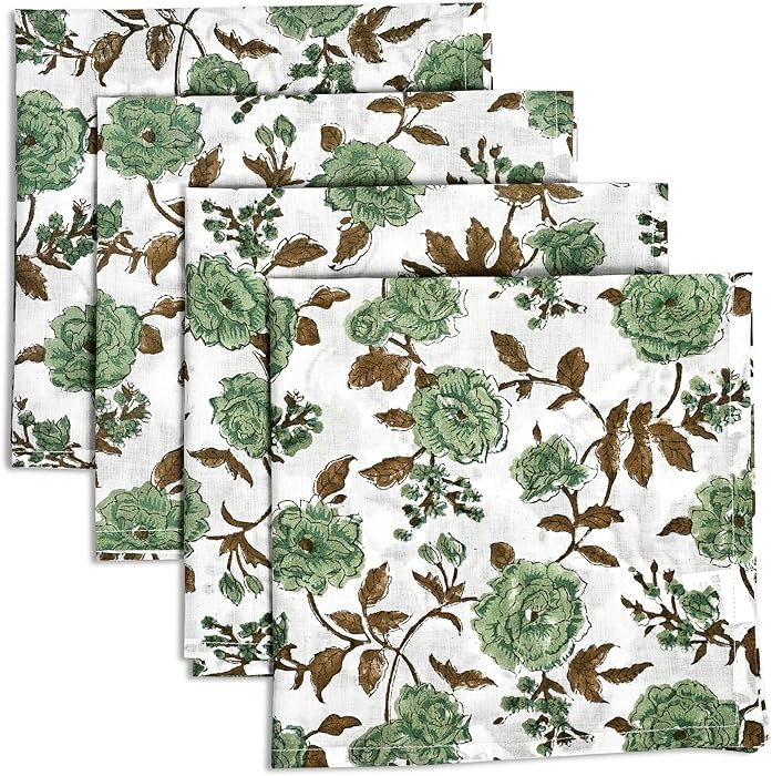 CPC Cloth Napkins Set of 4 Cotton Printed Dinner Hand Print Napkins I Wedding Cocktail Cloth Flor... | Amazon (US)