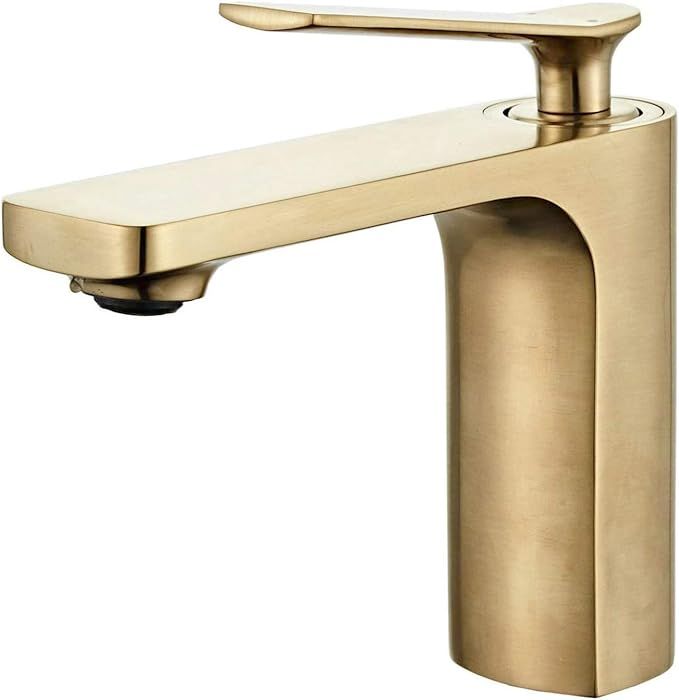 Modern Single Handle Bathroom Basin Faucet Laundry Vanity Sink Faucet Brushed Nickel Gold Finish ... | Amazon (US)