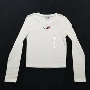 NWT Tommy Hilfiger Women's Cropped Fit Top Long Sleeve Embroidered Logo | Poshmark