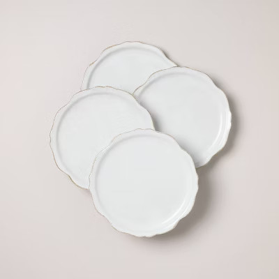 Set of 4 Carved Edge Salad Plates Cream - Hearth & Hand™ with Magnolia | Target
