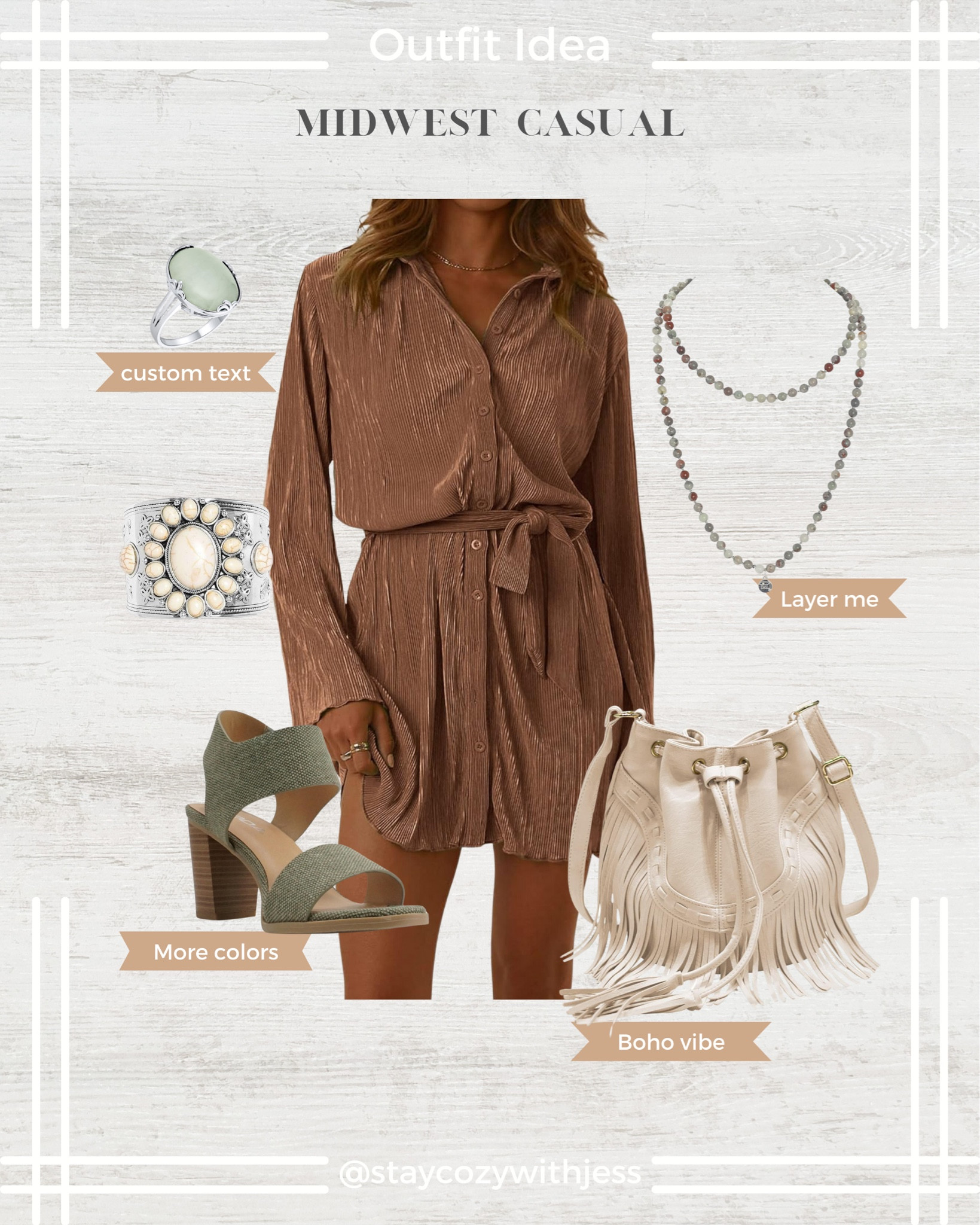 Loving this neutral midwestern outfit idea 😍 Follow me @staycozywithjess for more Midwest fashion finds and outfit ideas 🫶🏼

Stay cozy,
- Jess 💋

P.s. The dress comes in more colors too 😉


Midwest style, midsize style, midsize fashion outfits, midsize outfit ideas, boho inspired outfit, casual outfit, casual style, Amazon dresses, style guide, outfit inspo, size 10 fashion, fashion style, festival casual 

#LTKFestival #LTKmidsize