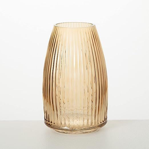 Sullivans Amber Ribbed Glass Vase, Flower Vase for Modern Home Decor, Minimalist Glass Vase for S... | Amazon (US)