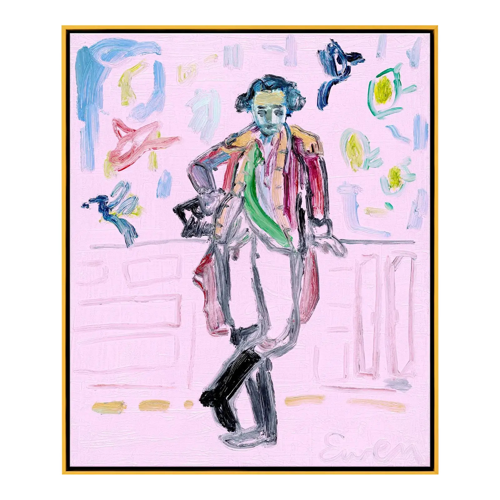 George Washington Backstage by Anne-Louise Ewen in Gold Frame, Large Textured Art Print | Chairish