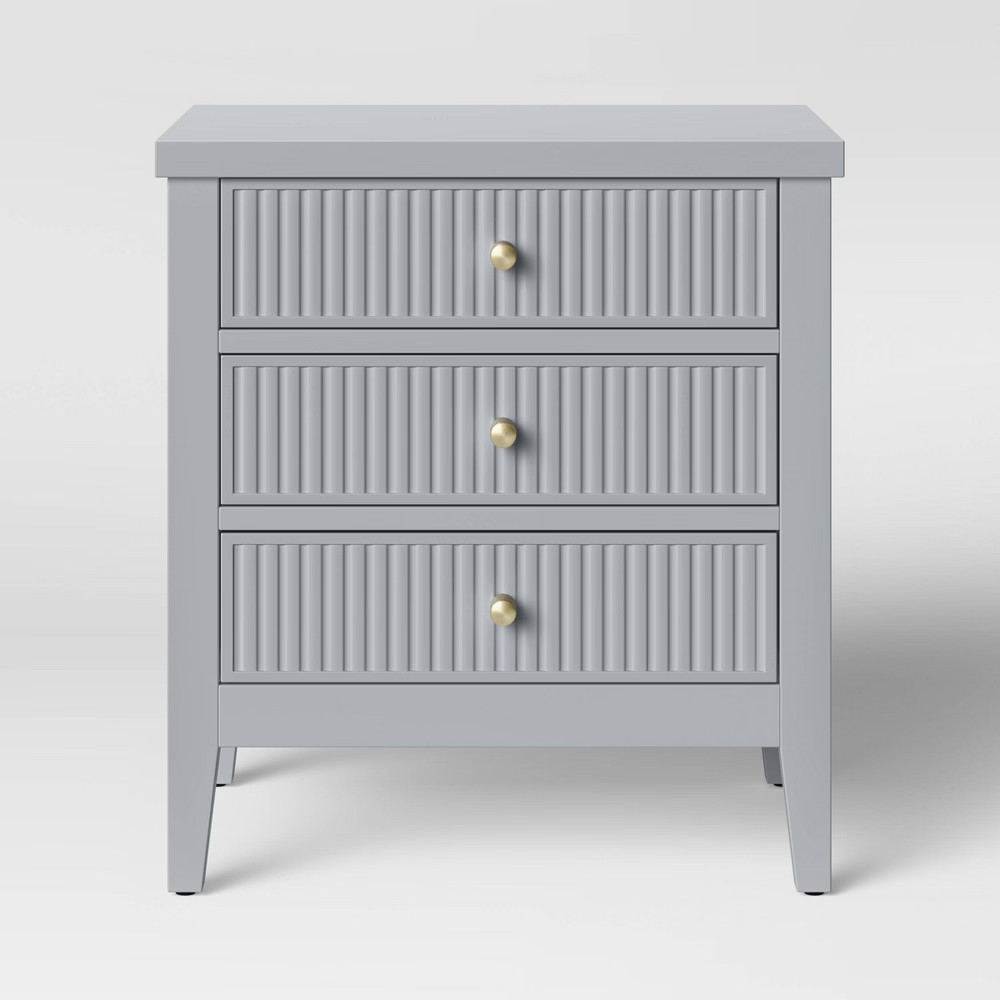 Wrentham Beadboard Farmhouse 3 Drawer Nightstand Gray - Threshold™ | Target