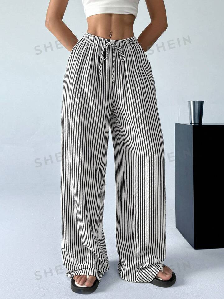 SHEIN EZwear Striped & Printed Casual Daily Wear Women Spring/Summer Long Pants | SHEIN