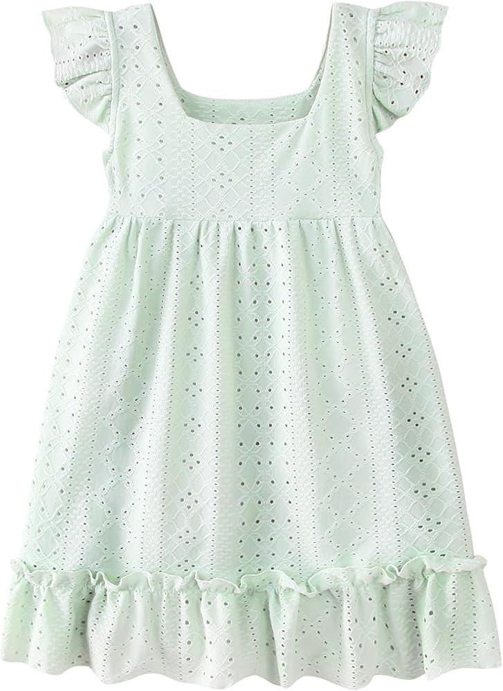 Toddler Baby Girls Dress Summer Ruffle Sleeve Casual Lace Dresses Kids Beach Boho Sundress | Amazon (US)