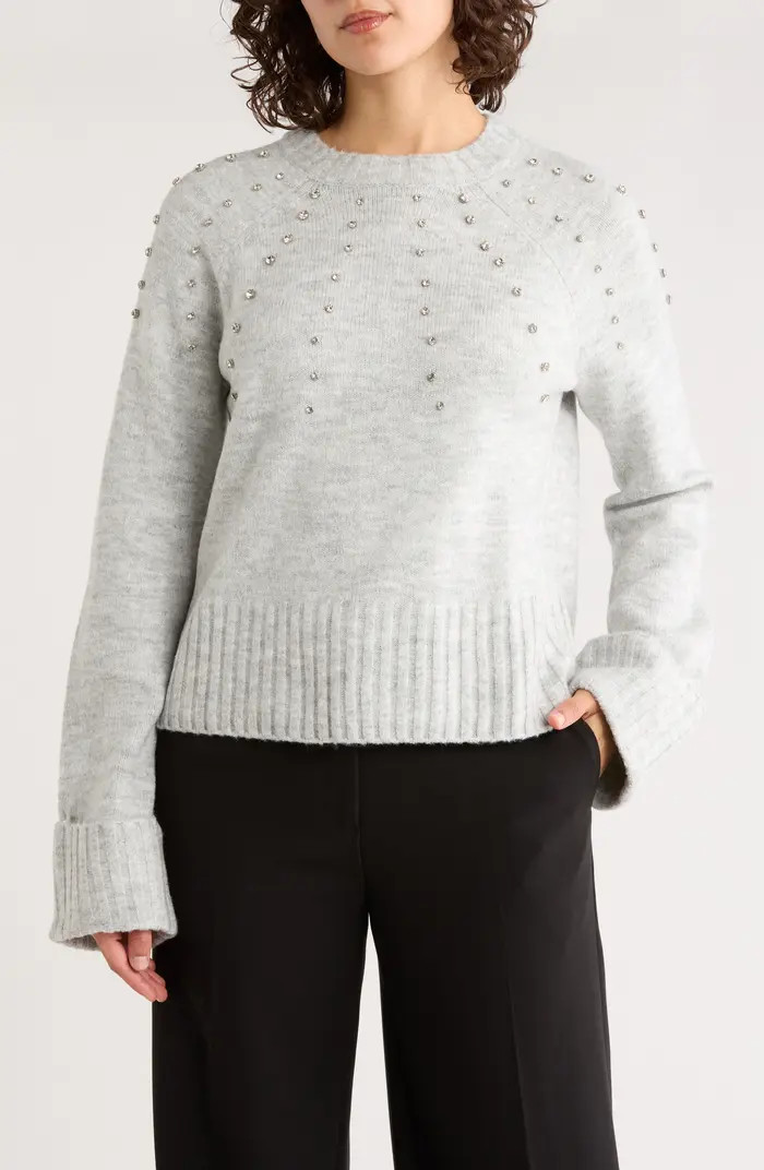 Rhinestone Embellished Crop Sweater | Nordstrom Rack