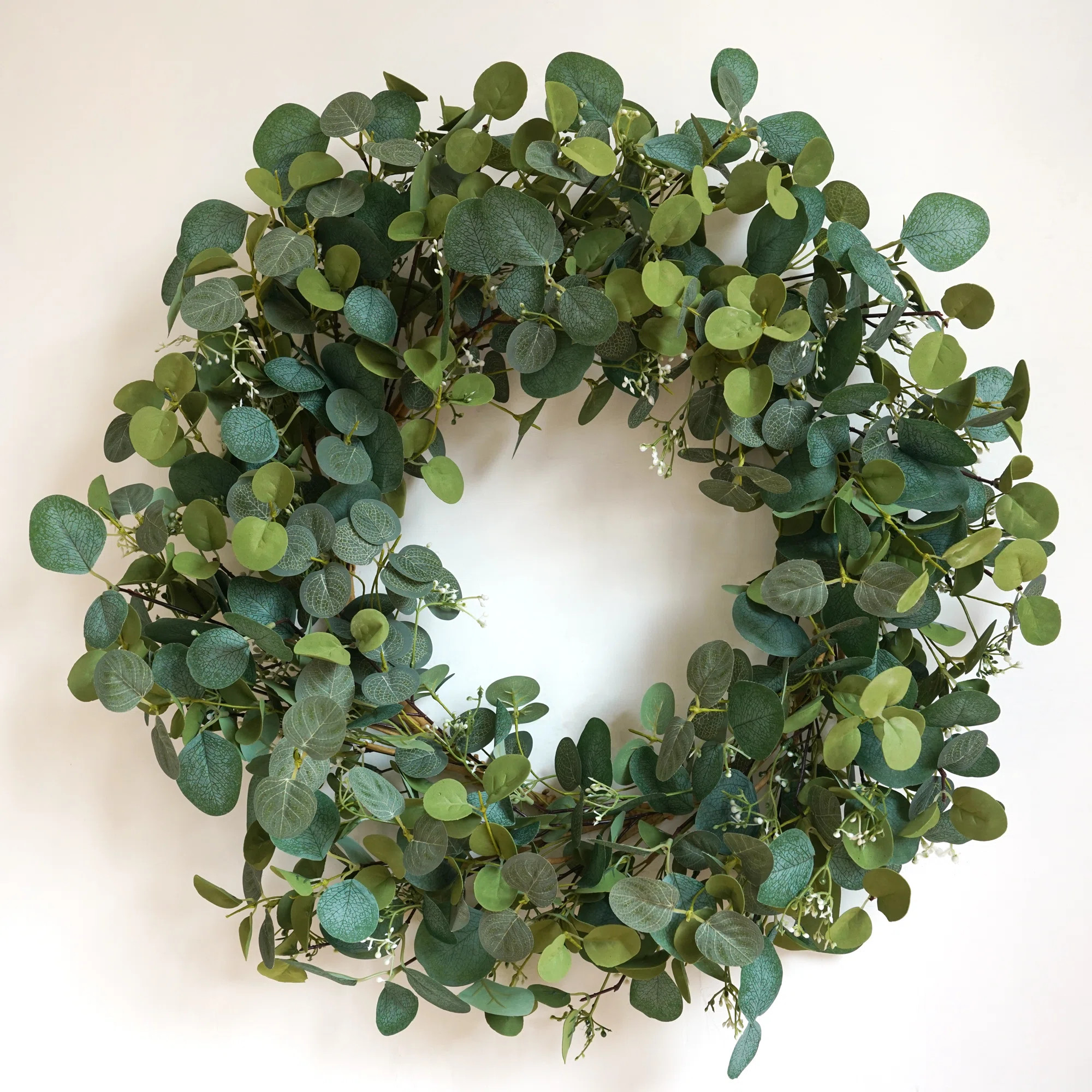 August Grove® 26'' Handmade Eucalyptus Wreath For Front Door, All-season Greenery Wreath For Spr... | Wayfair North America