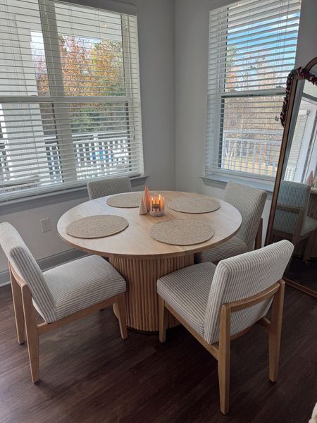 Kitchen table and chairs!!! Light wood table!! Fabric kitchen chairs!! Target and Wayfair’s finds!! 

#LTKHoliday #LTKhome #LTKU