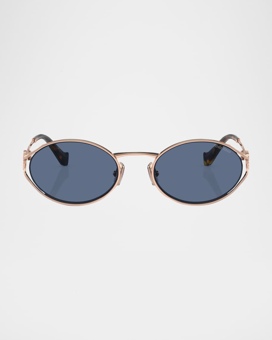 Cut-Out Metal & Plastic Oval Sunglasses | Neiman Marcus