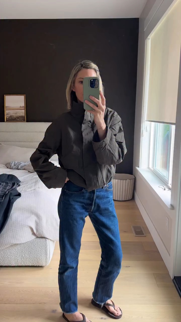 What I wore to my twins 6th birthday party. Survived 15 6 year olds running wild. This funnel neck windbreaker is such a good find and I can’t stop wearing it…everywhere! Paired it with my fave Pointelle tee and this necklace is the chefs kiss. The perfect mix of modern meets heirloom jewelry #fyp #momfashion #fashionover40 #easyoutfits

Jeans are vintage Levi’s