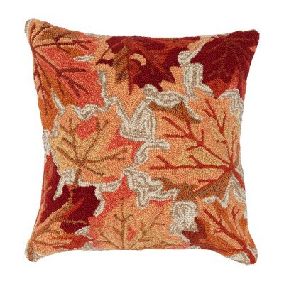 18"x18" Falling Leaves Indoor/Outdoor Throw Pillow Natural - Lush Decor: Fade-Resistant, Weather-Resistant | Target