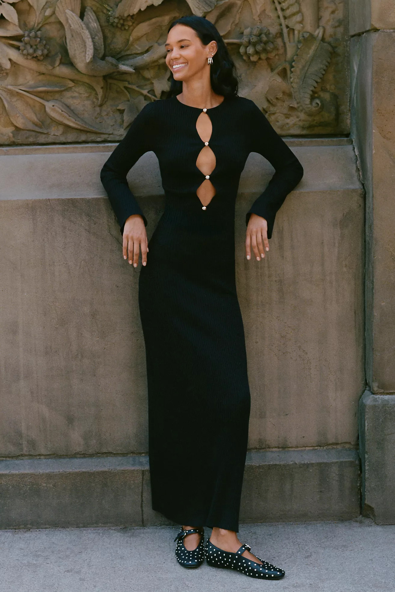 Bardot Nautico Long-Sleeve Cutout Sweater Dress | Anthropologie (US)