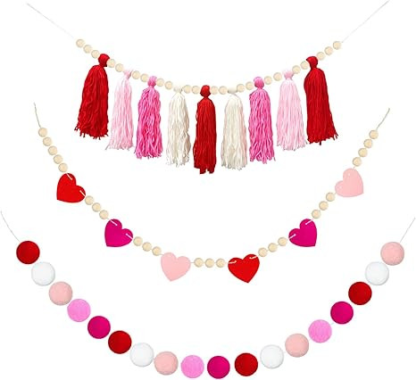 1 Piece Boho Tassel Garland 1 Piece Pom Pom Garlands Balls Garland and 1 piece Wooden Bead Garlan... | Amazon (US)