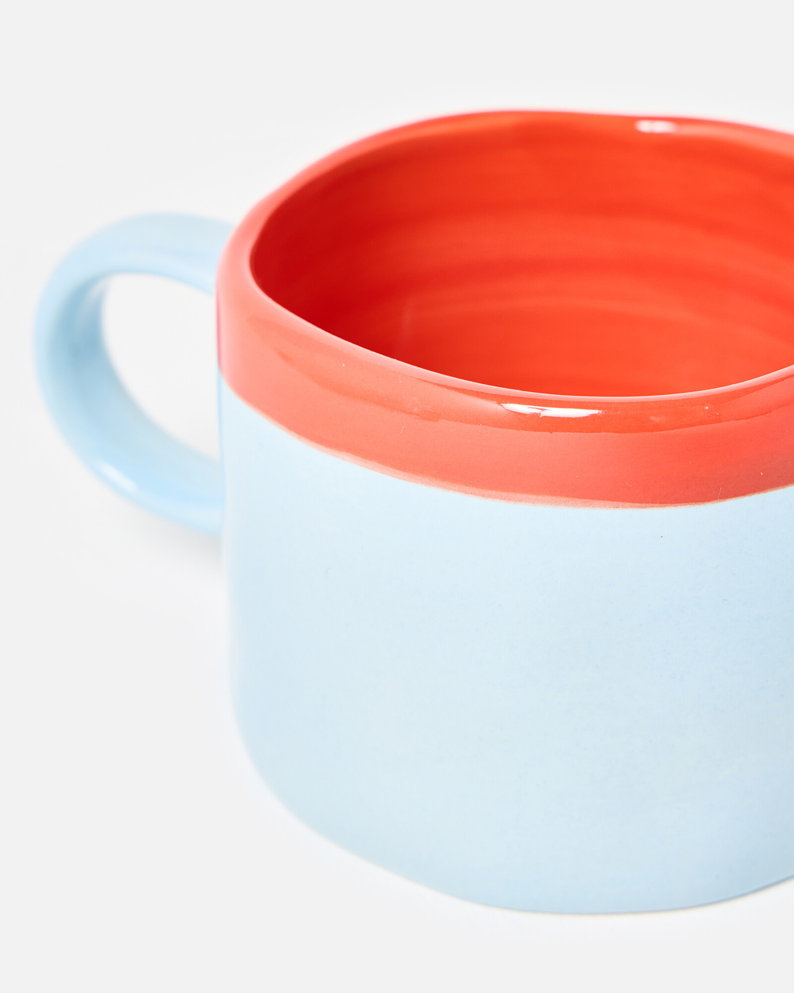 Cubo Red Rim Blue Ceramic Mug | Oliver Bonas | Oliver Bonas (Global)
