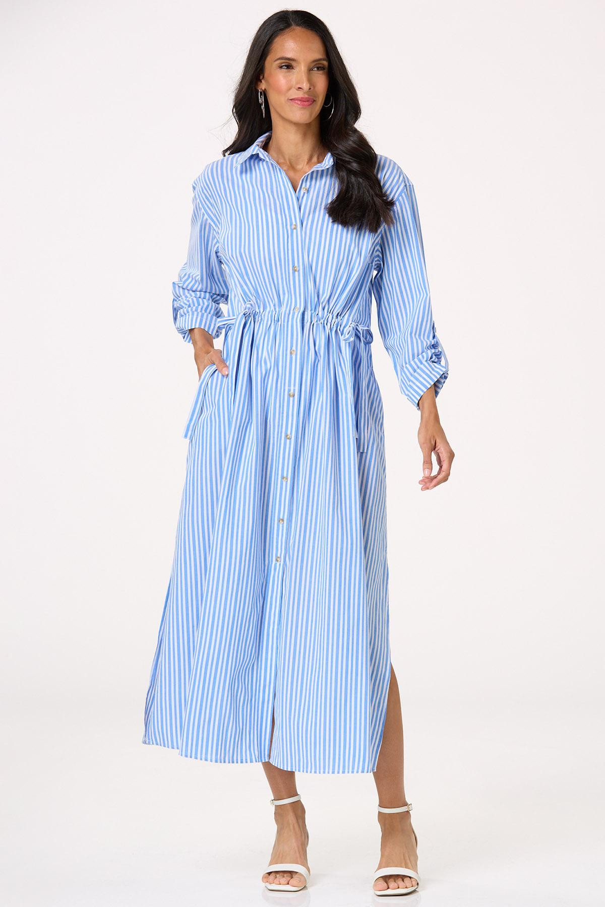 Tie Waist Striped Shirt Dress | Cato Fashions