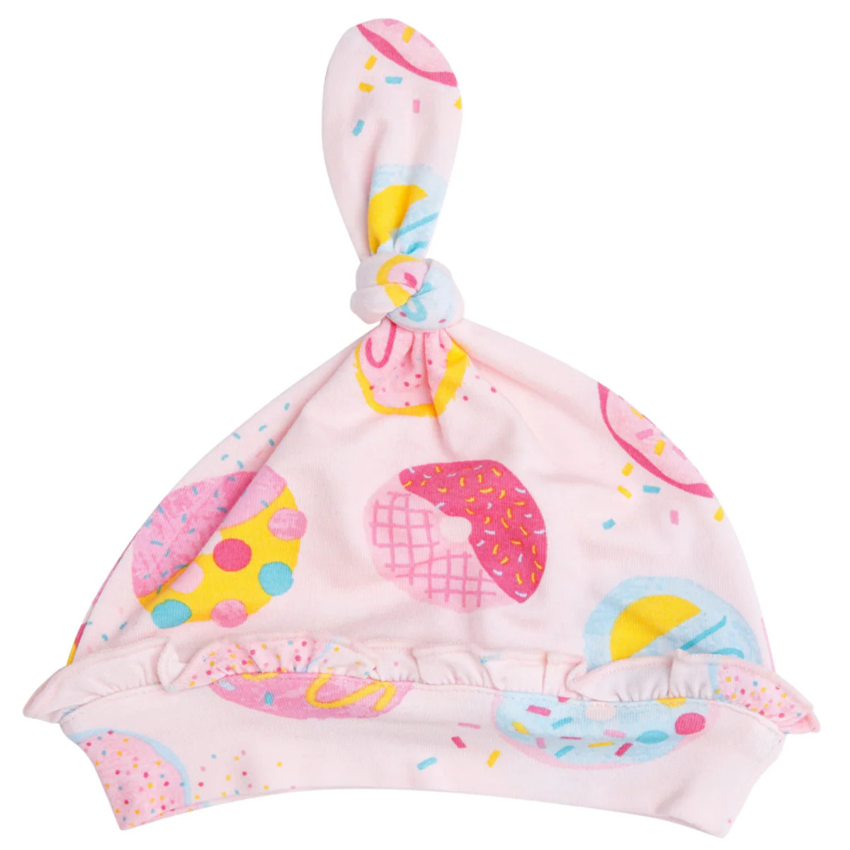 Ruffle Knot Beanie, Pink Donuts | SpearmintLOVE