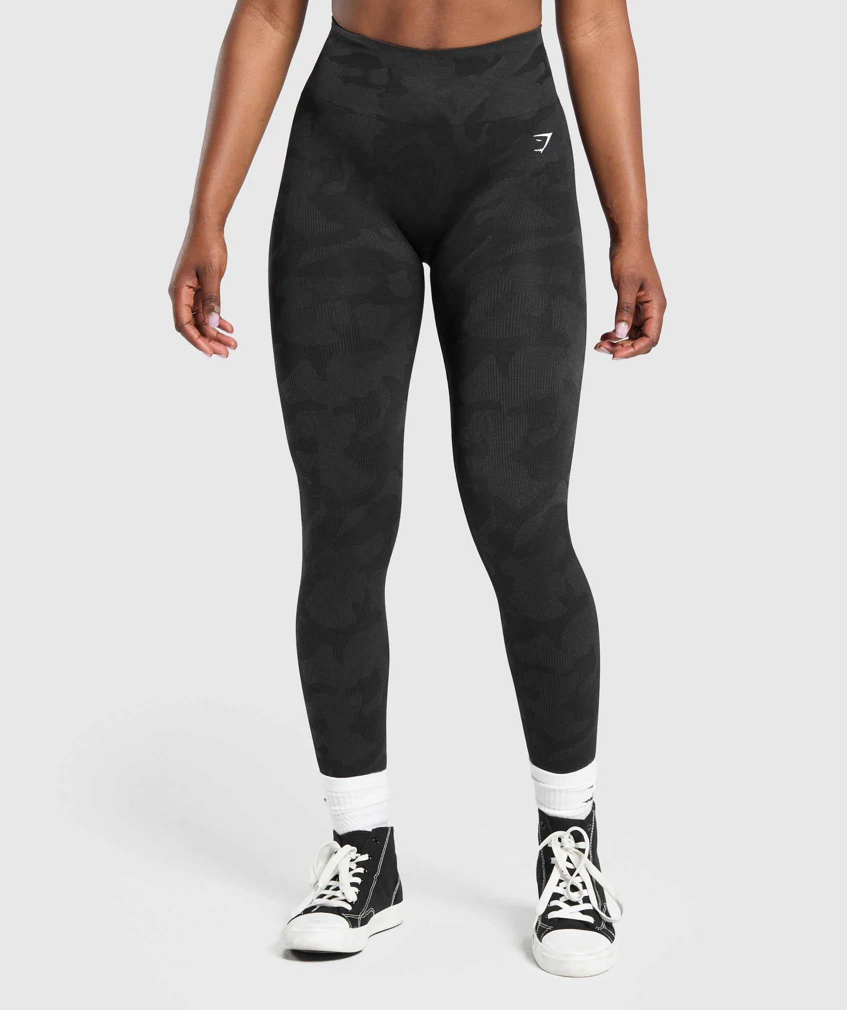 Gymshark Adapt Camo Seamless Leggings - Black/Asphalt Grey | Gymshark US