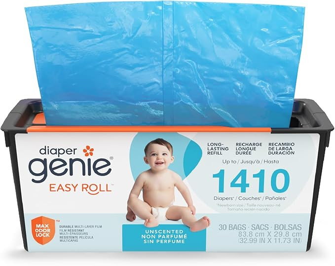 Diaper Genie Easy Roll Refill | 30 Bags Per Refill | Holds Up to 1410 Newborn Diapers | Odor Cont... | Amazon (US)