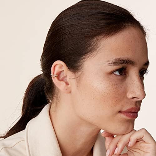 PAVOI 925 Sterling Silver 14K Gold Plated Cubic Zirconia Sparkling Round Huggie Ear Cuff Gold Ear... | Amazon (US)