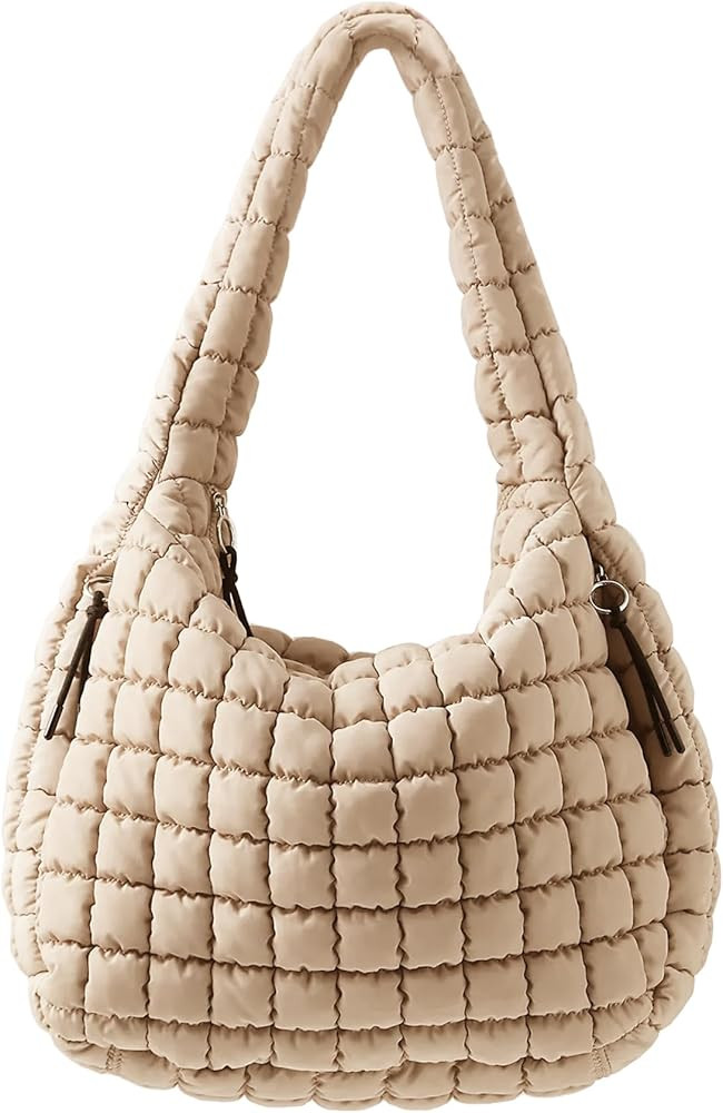 Puffer Quilted Shoulder Bag for Women Padding Shoulder Bag Puffy Hobo Bag Trendy Tote Bag 2025 | Amazon (US)