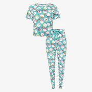 Santa Green Short Sleeve Women's Pajamas | Glitterville™ x Posh Peanut® | Posh Peanut