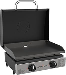 Blackstone 1813 Original 22” Tabletop Griddle with Hood and Stainless Steel Front Plate, Powder... | Amazon (US)