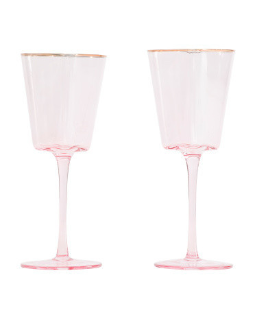 2pk Heart Luster Stem Wine Glasses With Gold Rim | Marshalls