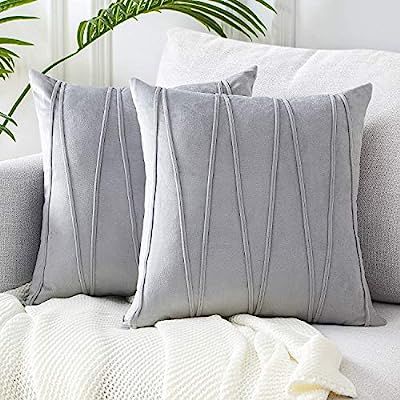 Amazon.com: Top Finel Square Decorative Throw Pillow Cases Soft Velvet Outdoor Cushion Covers 18 ... | Amazon (US)