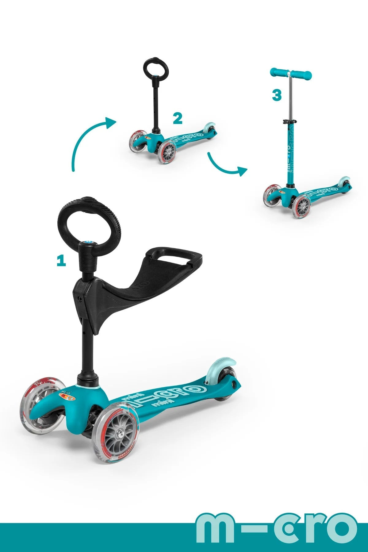 Micro Kickboard - Micro Mini 3in1 Scooter - Aqua | Safari LTD