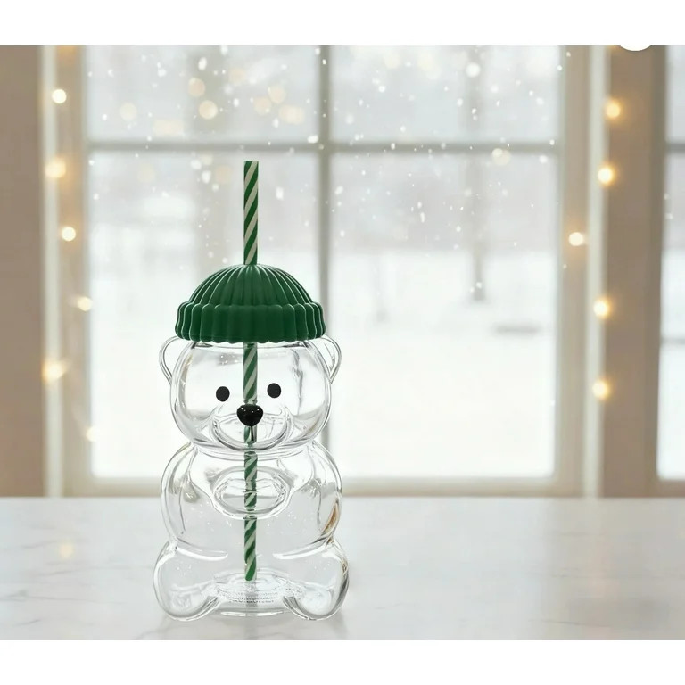 2025 Holiday New Glass Bear Cold Cup With Straw 20oz Mug Jar Coffee Unbranded | Walmart (US)