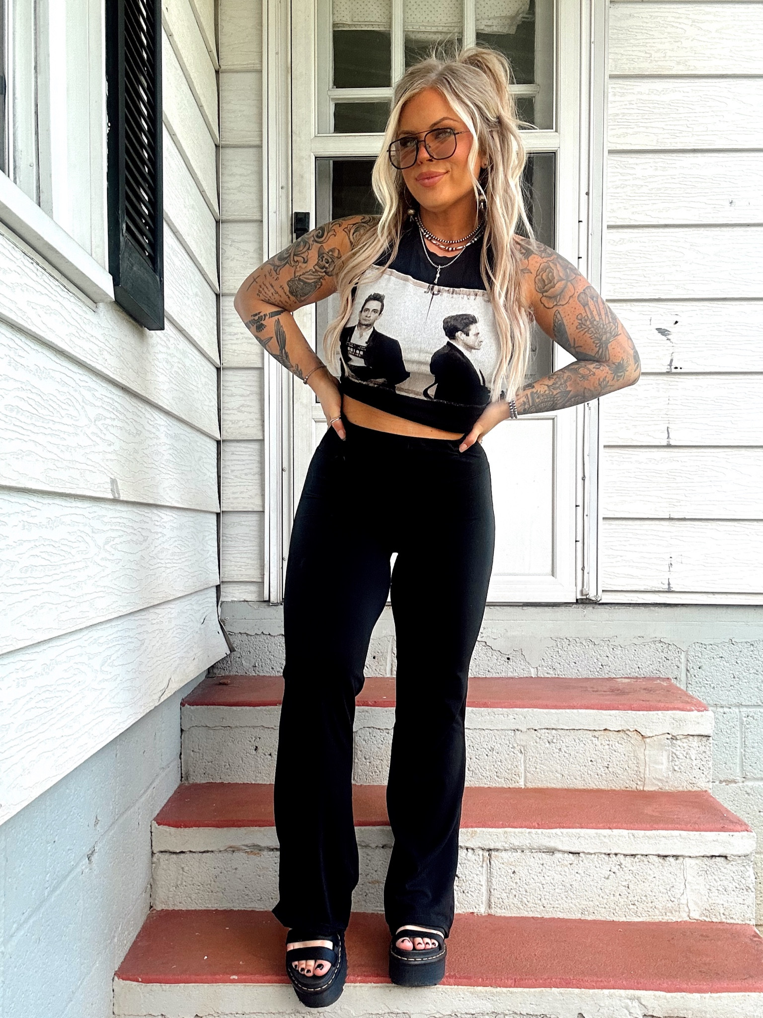 I cut the shirt into a halter! Tutorial on my TikTok!!