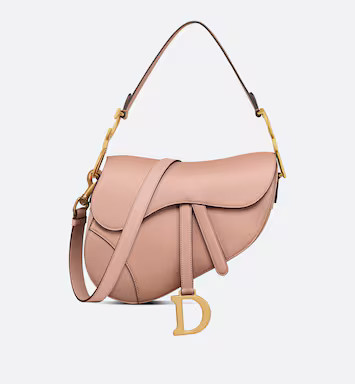 Saddle Bag with Strap Blush Grained Calfskin | DIOR | Dior Couture