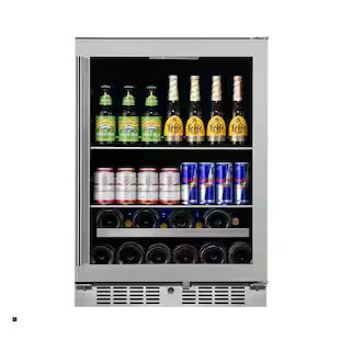 Transcend 24 in. 84-Can and 13-Bottle Seamless Stainless Steel Single Door Single Zone Built-In B... | The Home Depot