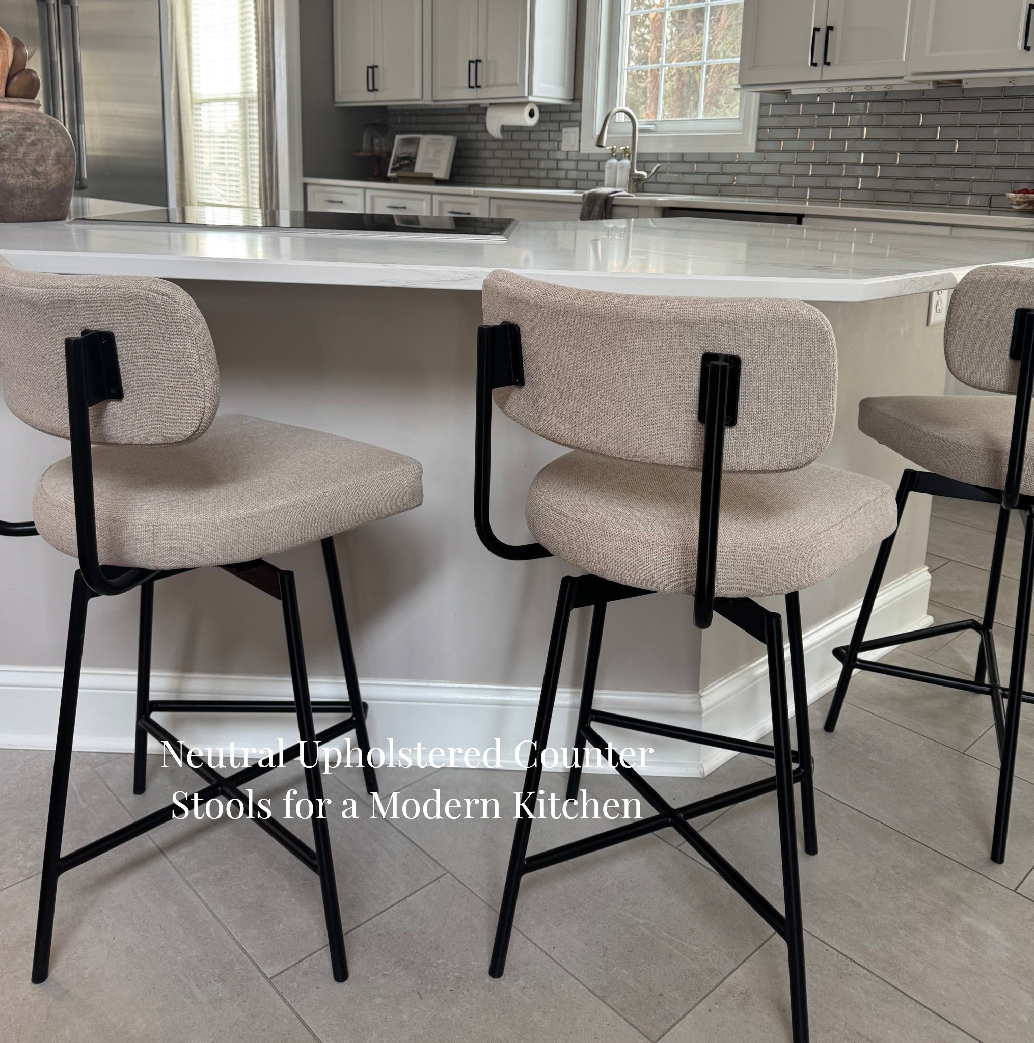 These upholstered counter stools are the perfect mix of comfort and style 🤍
I love the soft neutral fabric paired with the black frame, it works beautifully in a modern or transitional kitchen.

#KitchenInspo
#NeutralHome
#CounterStools
#ModernKitchen
#HomeStyle
#LTKHome
#KitchenDesign
#NeutralDecor

#LTKHome