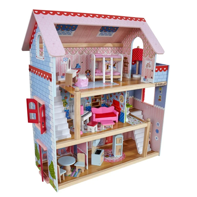 KidKraft Chelsea Doll Cottage Wooden Dollhouse with 16 Accessories, for 5-Inch Dolls | Walmart (US)