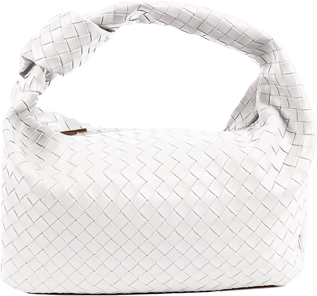 PRETTYGARDEN Women's Soft Leather Handbags Woven Clutch Purse Fashion Shoulder Bag Knotted Handle Ho | Amazon (US)