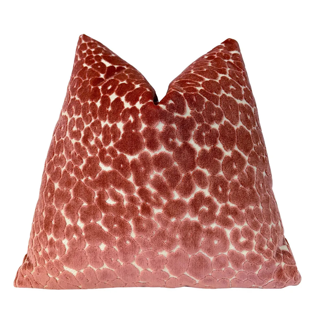 Desert Coral Leopard Velvet Throw Pillow Cover | Designer Coral Animal Print Pillow Cover | Custo... | Etsy (US)