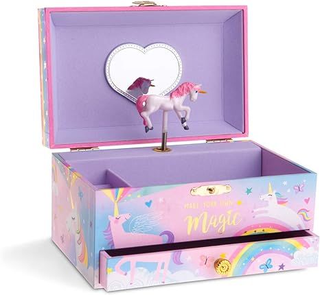 Jewelkeeper Girl's Musical Jewelry Storage Box with Pullout Drawer, Cotton Candy Unicorn Design, ... | Amazon (US)