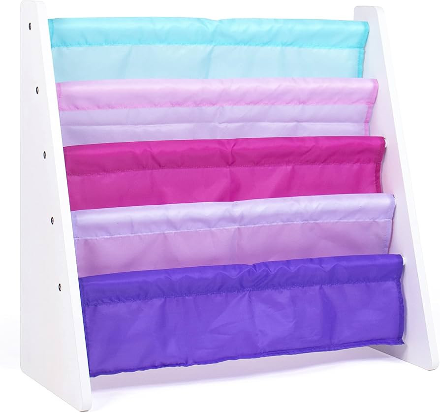 Humble Crew, White/Pink/Purple/Blue Kids Book Rack Storage Bookshelf, 4 Tiers | Amazon (US)