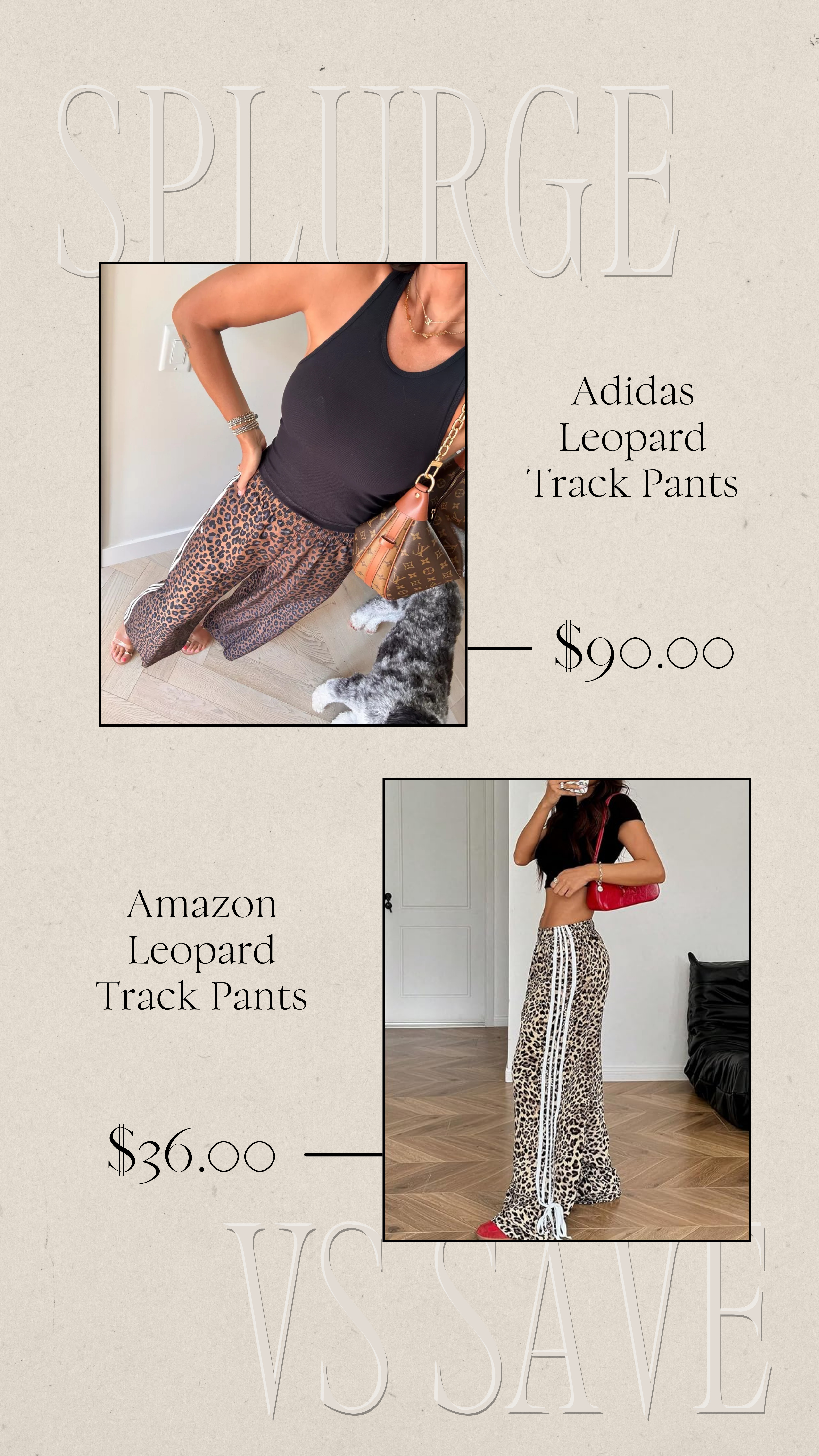 Splurge vs Save | Leopard Track Pants | Leopard Pants 

 #LTKSeasonal #LTKSaleAlert